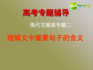 高考语文 现代文阅读专题-理解文中重要句子的含义复习课件 新人教版 课件