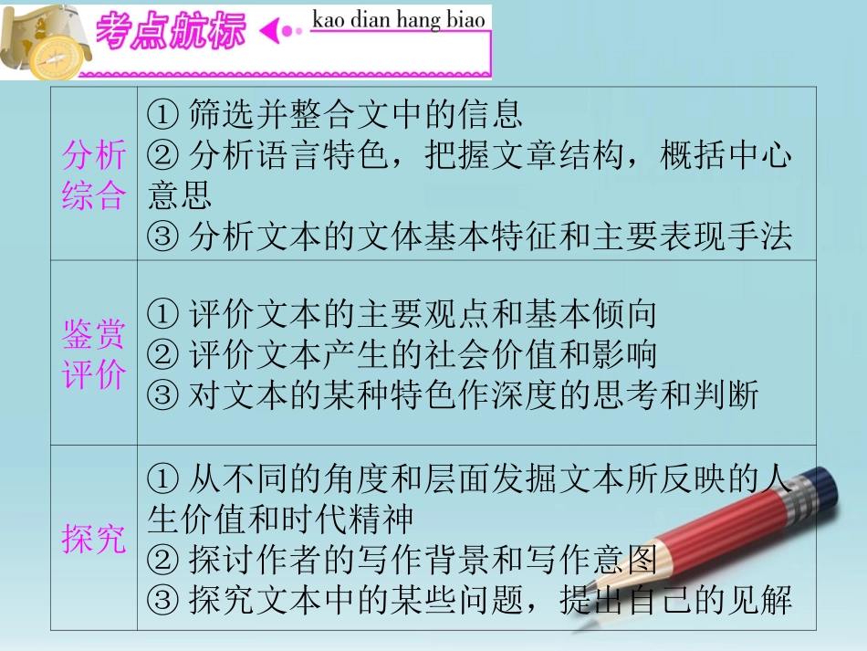 高三语文复习 第6部分第4节 实用类文本阅读之二：新闻、报告阅读(上)课件 粤教版 课件_第3页
