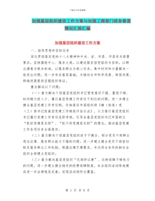 加强基层组织建设工作方案与加强工商部门政务督查情况汇报汇编