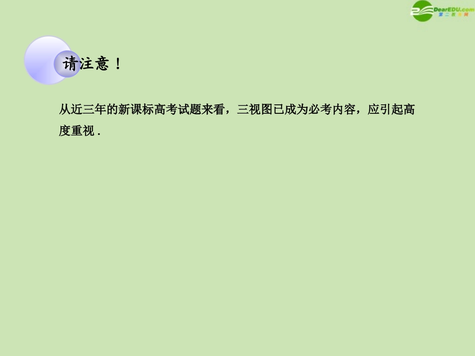 高考数学一轮复习 空间几何体的三视图和直观图调研课件 文 新人教A版 课件_第3页