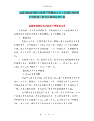 加强效能建设优化发展环境整改方案与加强材料精细化管理避免铺张浪费建议书汇编
