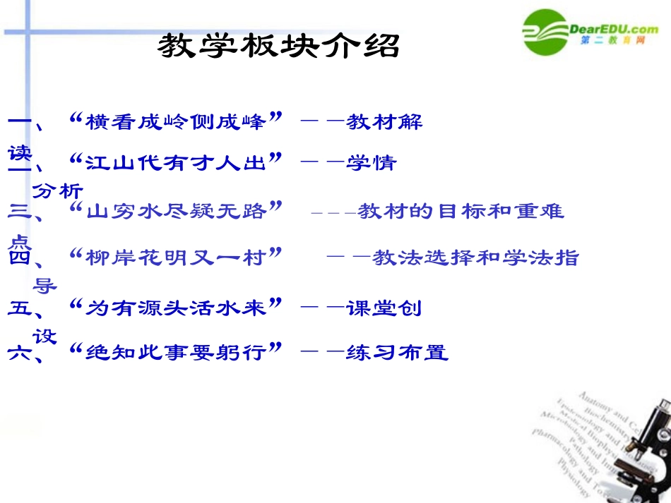 高一语文上册(致橡树)说课课件 人教版第一册 课件_第2页