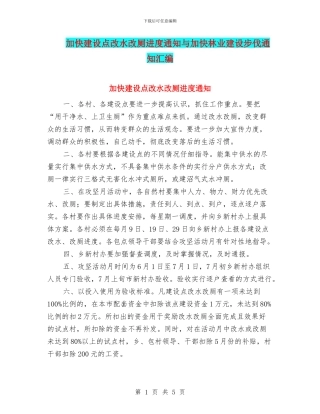 加快建设点改水改厕进度通知与加快林业建设步伐通知汇编
