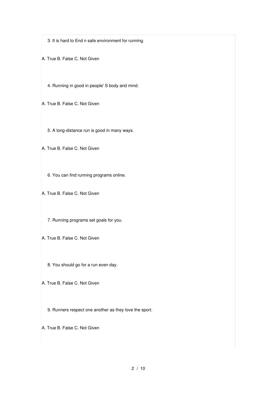 全国2014年4月自考英语二试题和答案评分标准_第2页