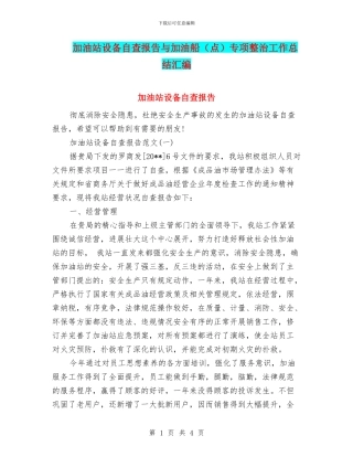 加油站设备自查报告与加油船专项整治工作总结汇编