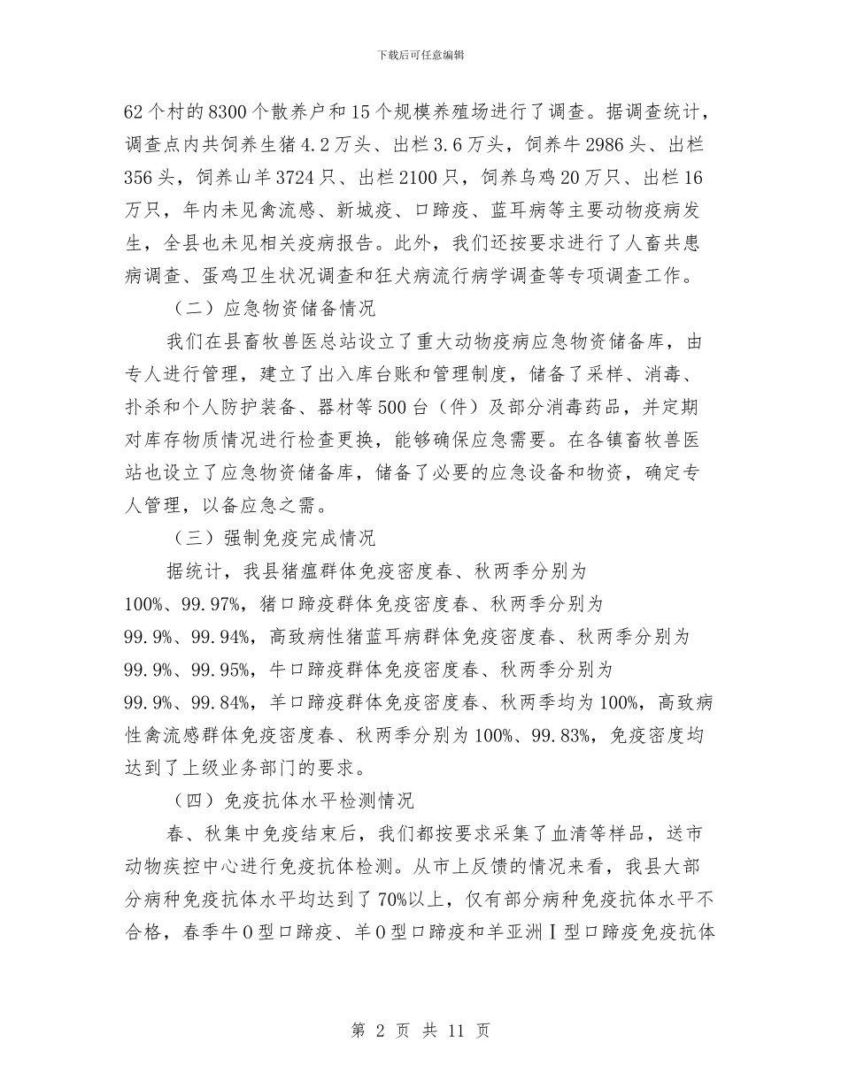 动物疫病防控年度自评报告与动物防疫监督2024年终工作总结汇编_第2页
