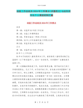 动监工作总结及2024年工作要点与动车列车长个人事迹材料汇编
