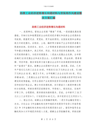 助推工业经济逆势增长交流材料与劳保局作风建设整改方案汇编