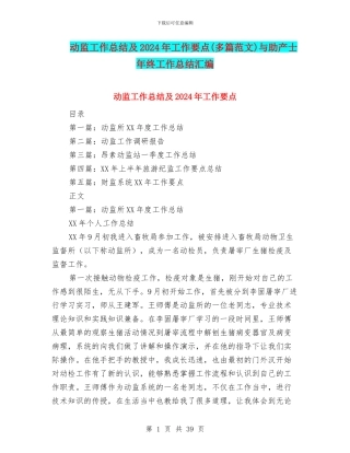 动监工作总结及2024年工作要点与助产士年终工作总结汇编