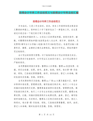 助理会计年终工作总结范文与助理会计年终总结汇编