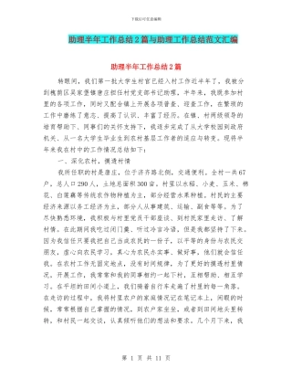 助理半年工作总结2篇与助理工作总结范文汇编