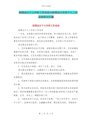 助理会计个人年终工作总结与助理会计年终个人工作总结范文汇编