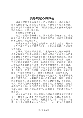 奖惩规定心得体会