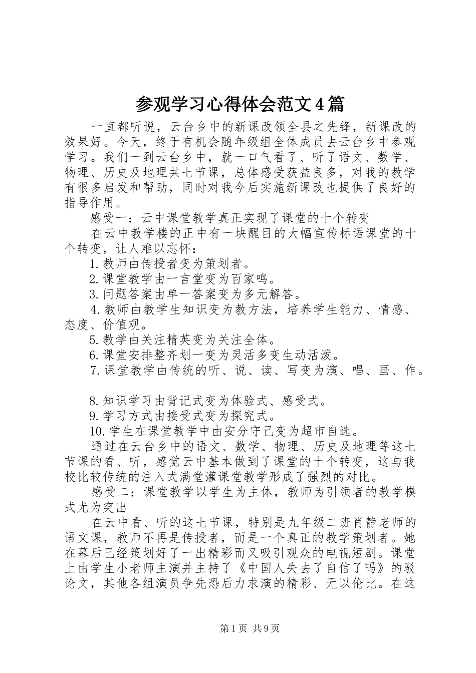 参观学习心得体会范文4篇_第1页