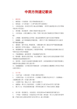 中药方剂速记歌诀