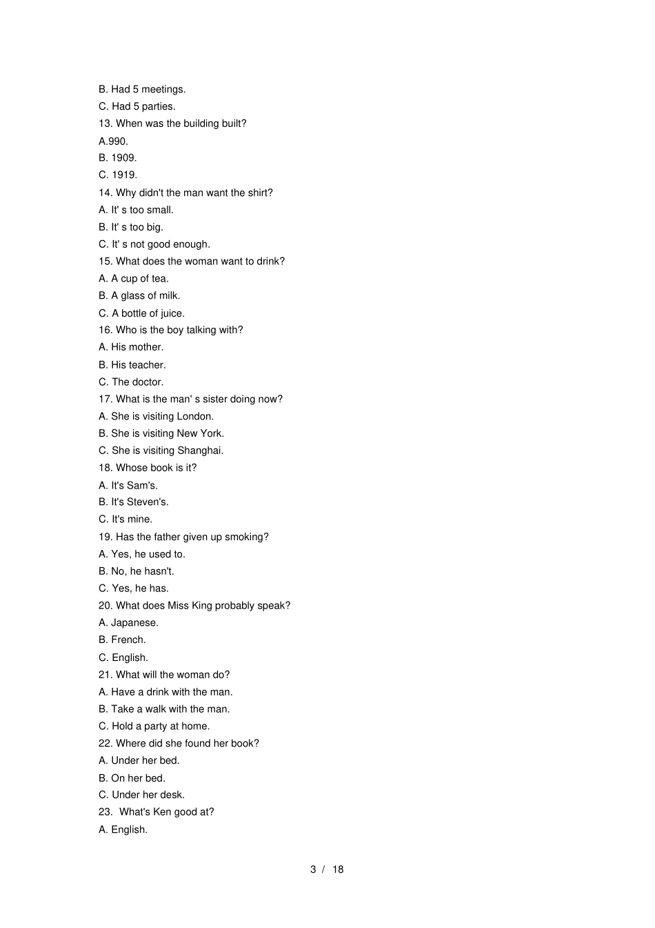 全国公共英语1级2015年3月真题_第3页