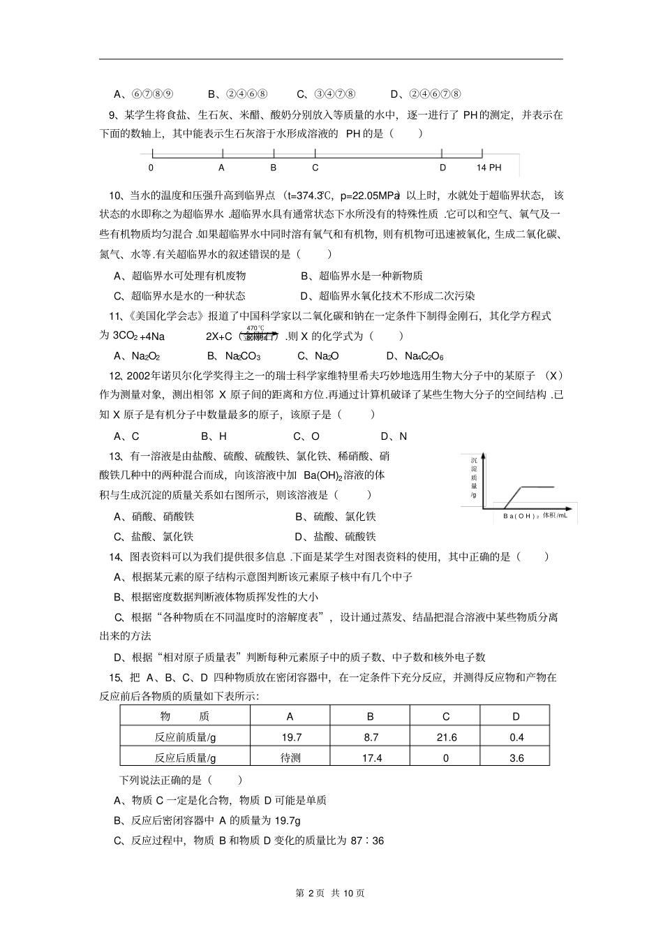 全国初中化学竞赛复赛试题_第2页