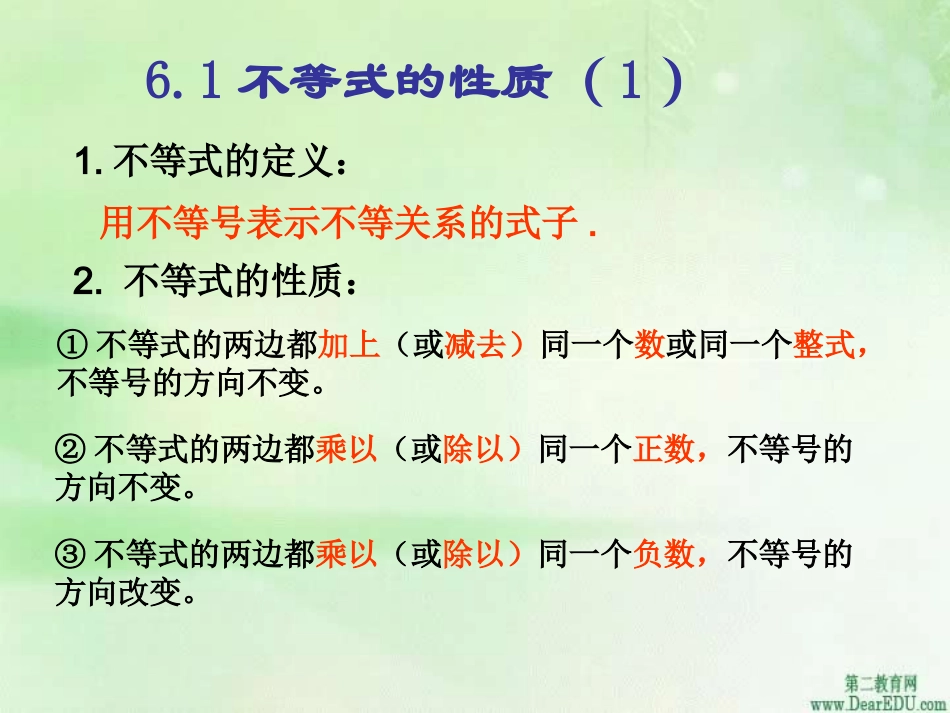 高二数学不等式的性质一 新课标 人教版 课件_第2页