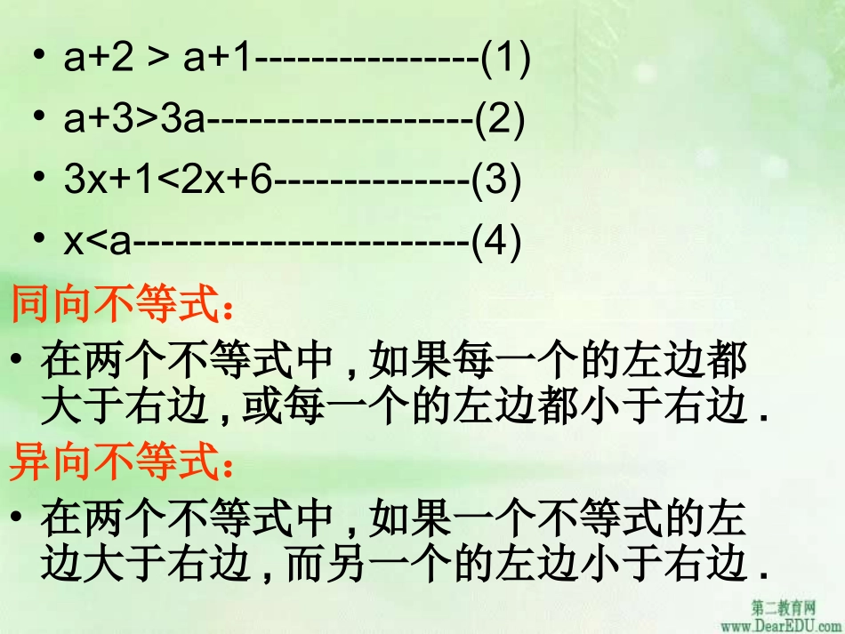 高二数学不等式的性质一 新课标 人教版 课件_第3页