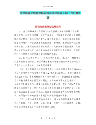 劳保局就业规划发展安排与劳保局老干部工作打算汇编