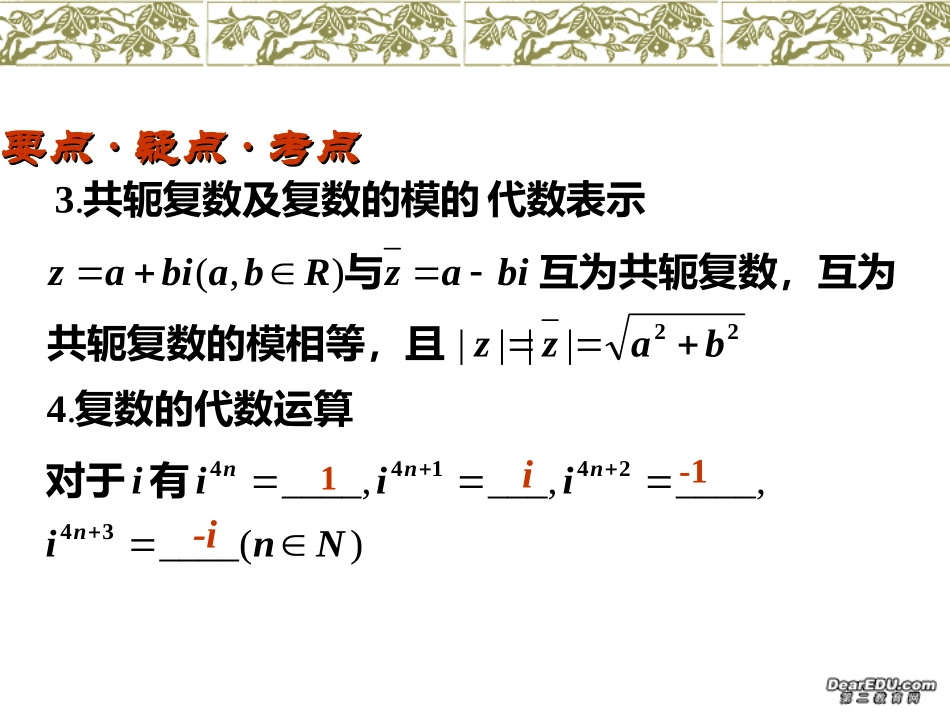 高三数学复数的代数形式及运算总复习课件 新课标 人教版　 课件_第3页