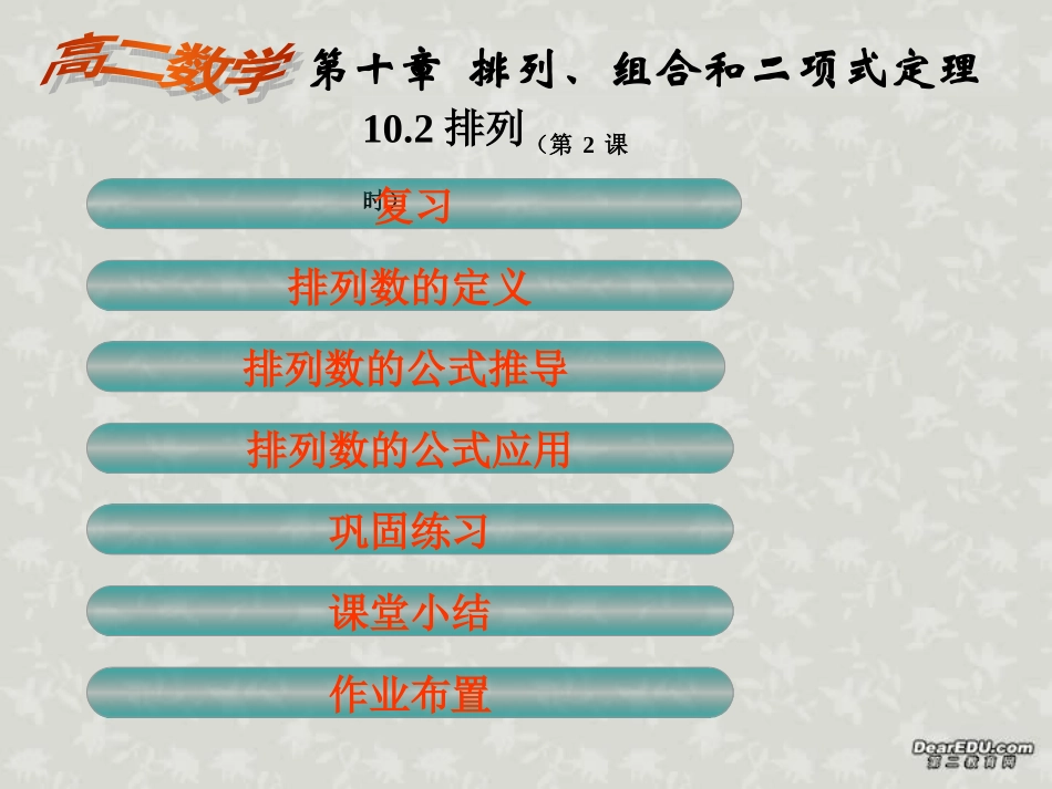 高二数学多媒体辅助教学公开课 排列 人教版 课件_第2页