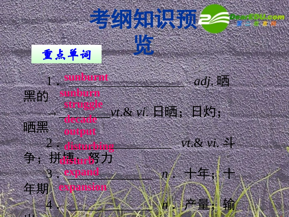 高三英语一轮复习课件 unit2 Working  the land 新人教版必修4 课件_第2页