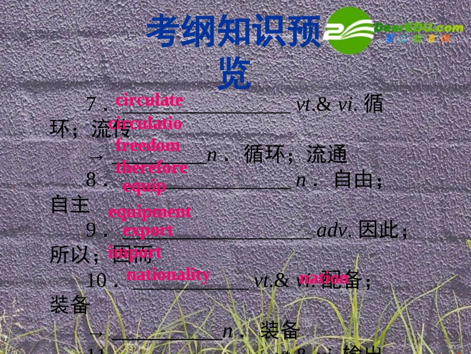 高三英语一轮复习课件 unit2 Working  the land 新人教版必修4 课件_第3页