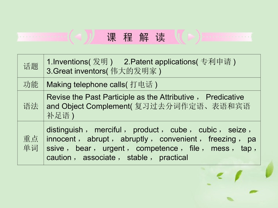 高考英语 Unit3知识与要点课件 新人教版选修8 课件_第2页