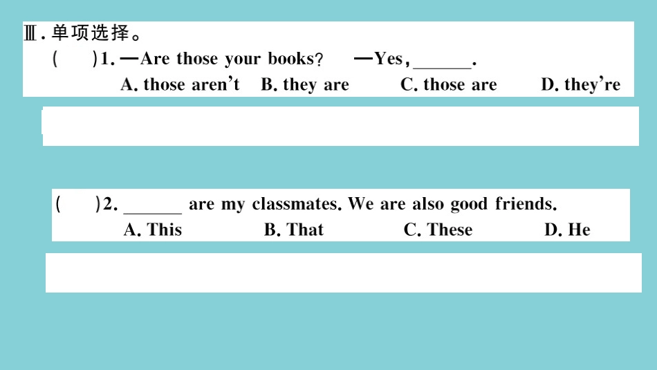 语上册 Module 2 My family Unit 3 Language in use作业课件 (新版)外研版 课件_第3页