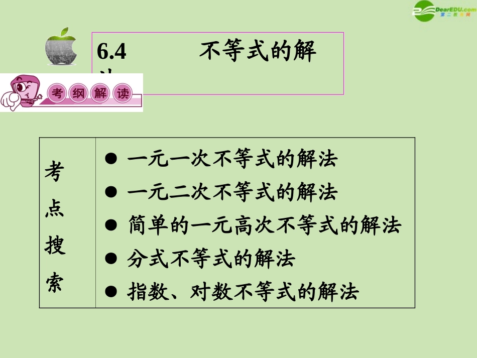 高三数学第一轮总复习 6.4 不等式的解法课件(1) 课件_第2页