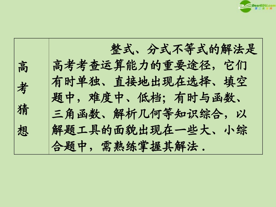 高三数学第一轮总复习 6.4 不等式的解法课件(1) 课件_第3页