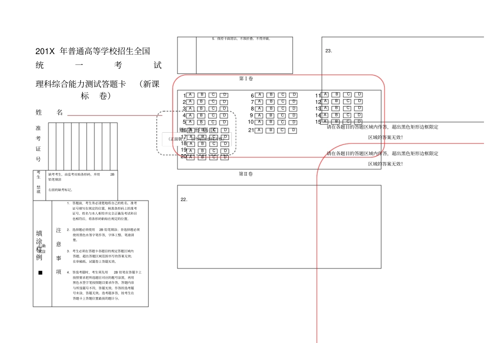 全国卷高考理综答题卡_第1页
