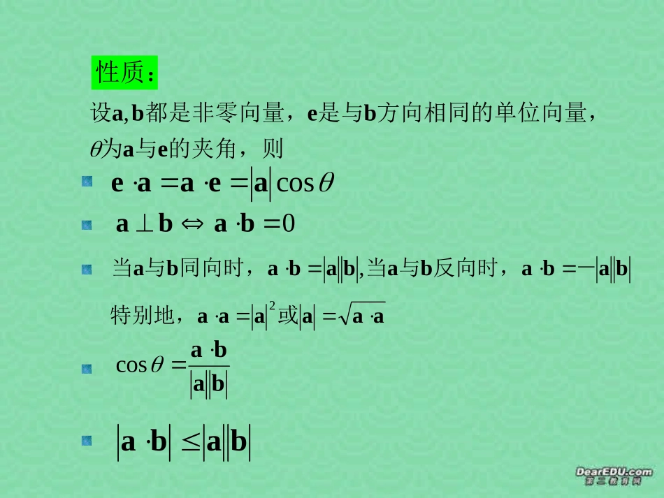 浙江省温州地区高一数学平面向量数量积及运算律 人教版 课件_第3页