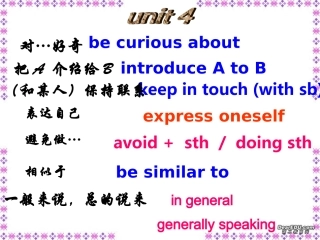 高一英语下学期词组复习资料B4 Unit4-Unit5课件 新课标 人教版 课件