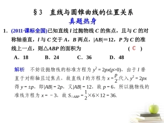 高考数学复习专题六第3讲 直线与圆锥曲线的位置关系课件 理 课件