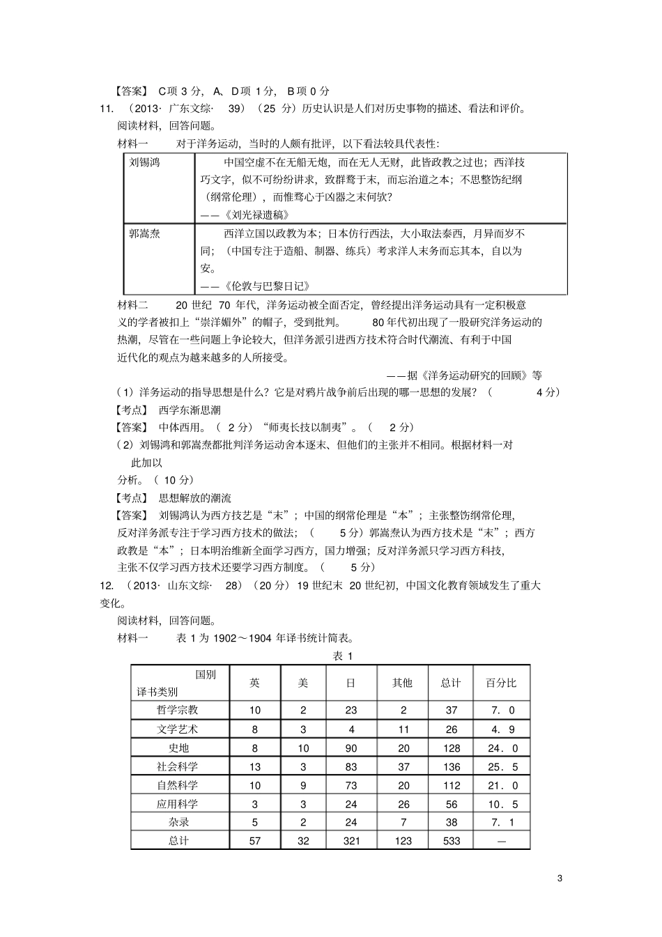 全国各地2013年高考历史真题汇编专题三顺乎世界之潮流人民版必修3_第3页