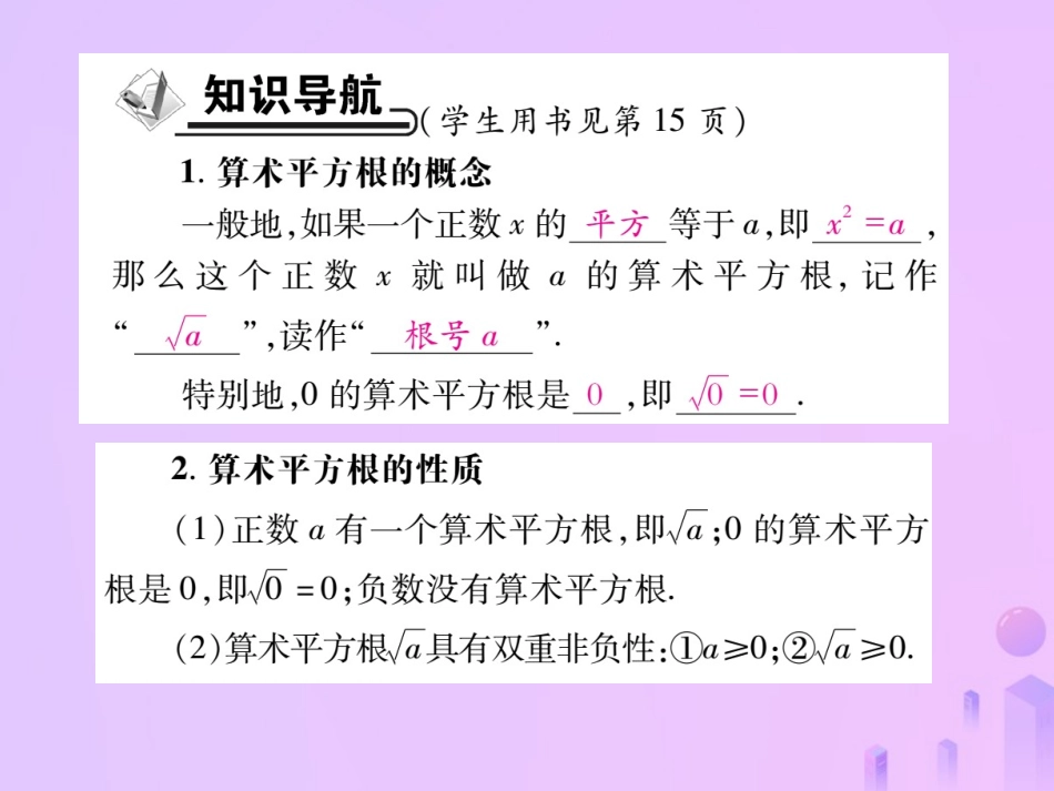 秋八年级数学上册 第二章 实数 2 平方根 第一课时 算术平方根作业课件 (新版)北师大版 课件_第2页