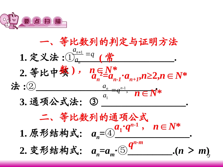 高考数学第一轮总复习3.3等比数列(第1课时)课件 文 (广西专版) 课件_第3页