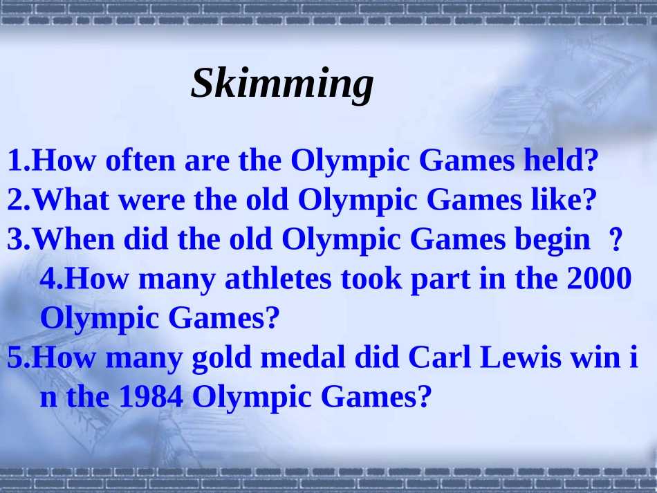 高一英语人教版Unit 8 Sports 1课件_第3页