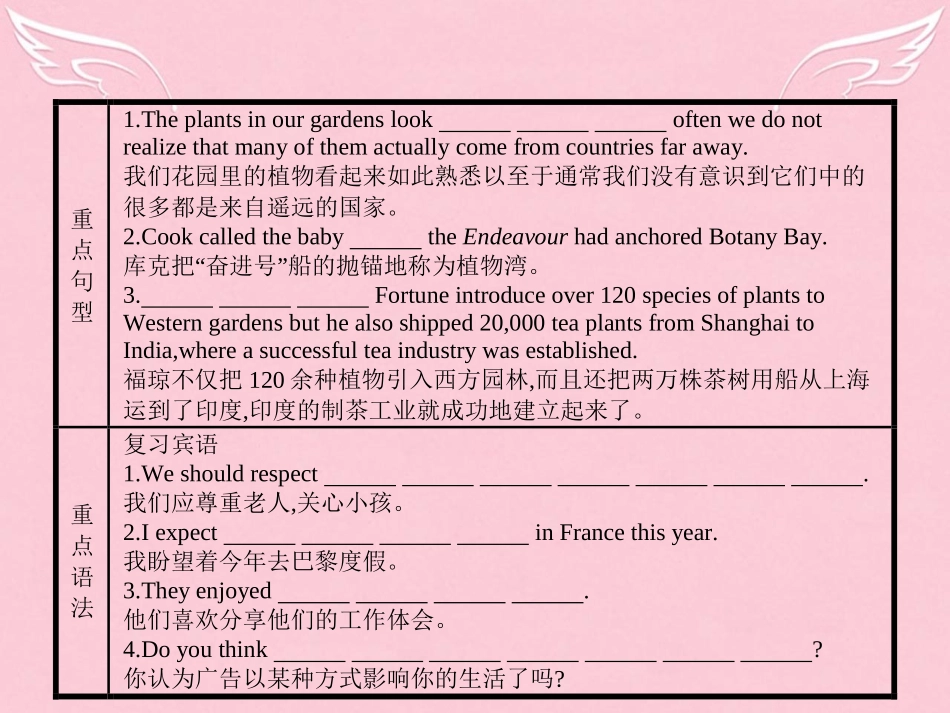 英语 Unit 4 Exploring plants单元重点小结课件 新人教版选修9 课件_第3页