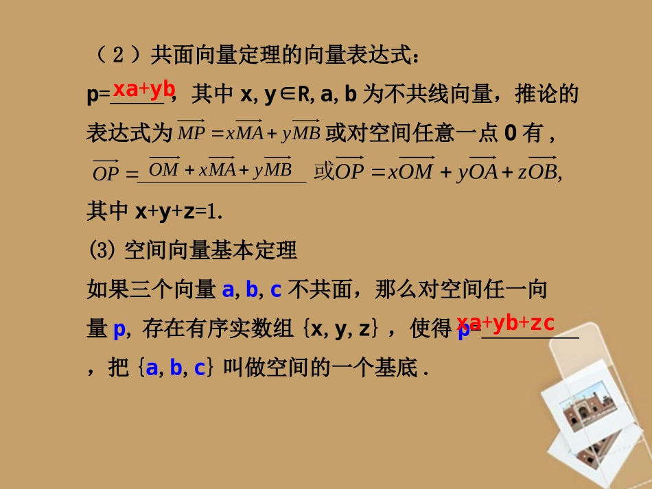 高考数学一轮复习 8.6 空间向量及其运算精品课件 新人教A版 课件_第3页