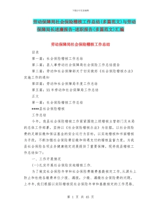 劳动保障局社会保险稽核工作总结与劳动保障局长述廉报告