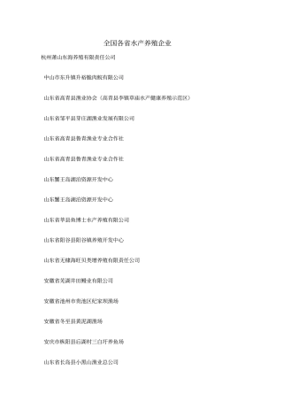 全国各水产养殖企业