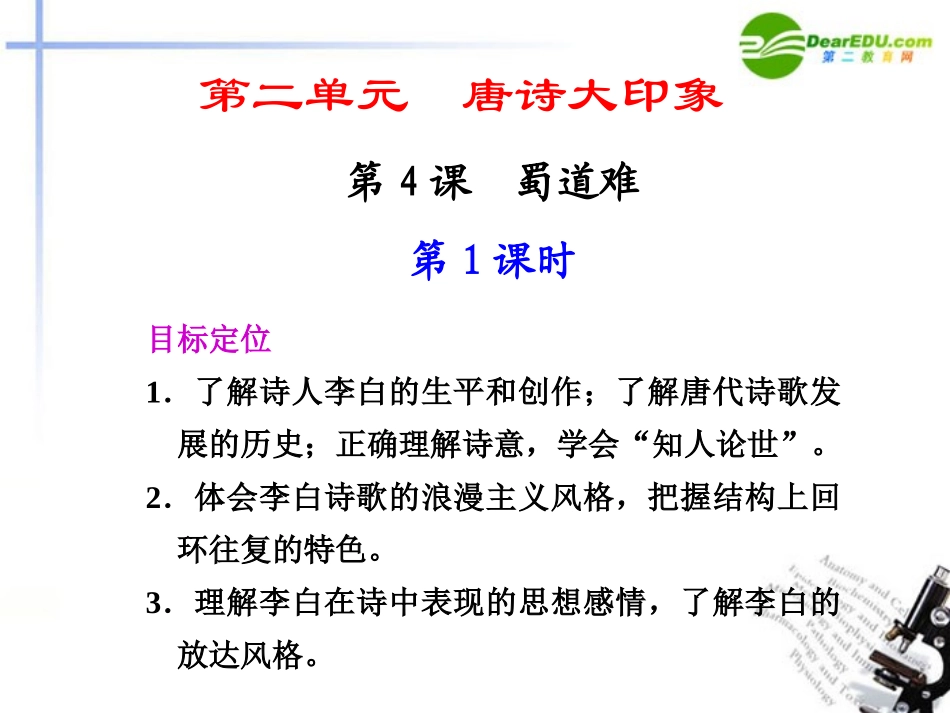 高二语文 第4课第1课时蜀道难课件 新人教版 课件_第1页