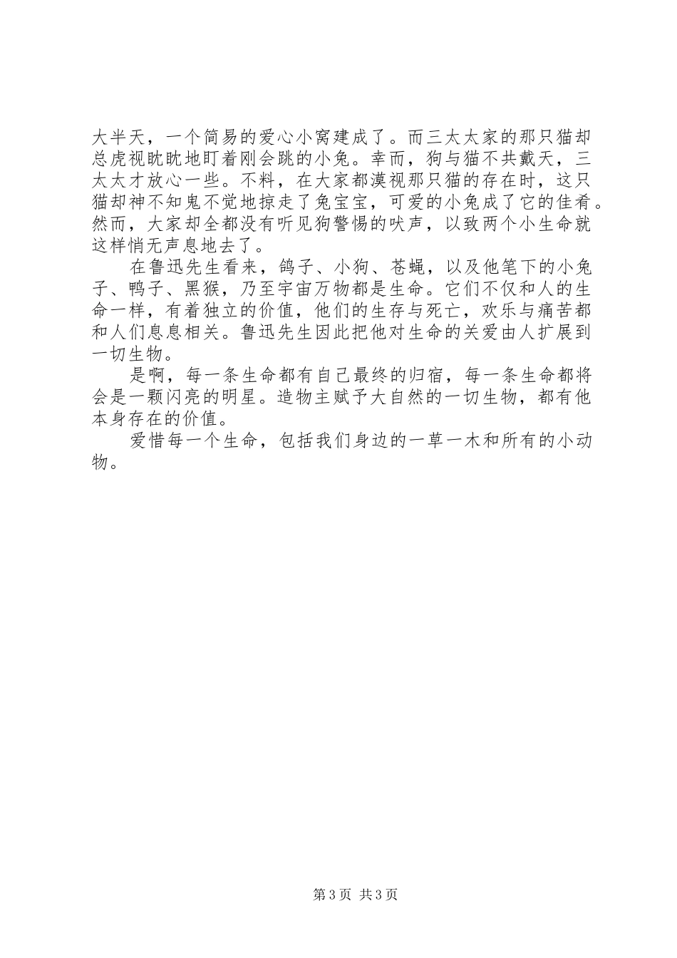 《兔与猫》读后感_第3页