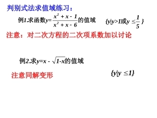 高中数学：判断式法求值域课件新人教版必修1 课件