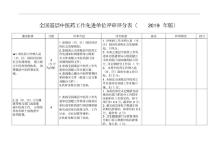 全国基层中医药工作先进单位评审评分019年版