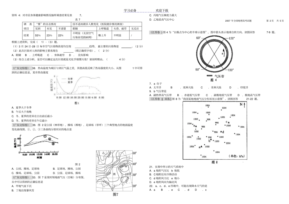 全国地理高考试题大气环境部分汇编题_第2页