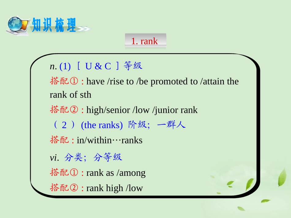 高考英语二轮复习 专题一词 第5讲大纲词汇 r - w(大纲版湖北专用) 课件_第2页